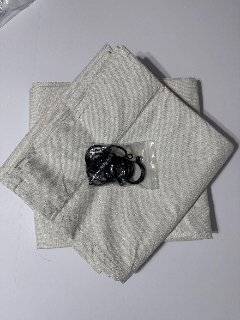 Heavy Duty Blackout Neutral Ivory Linen-Look Curtain Panels with Rings